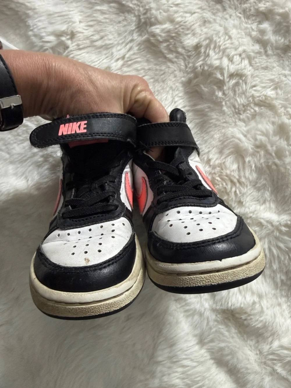 Nike Court Borough Mid ll Sneakers in Black, White & Pink Size 11